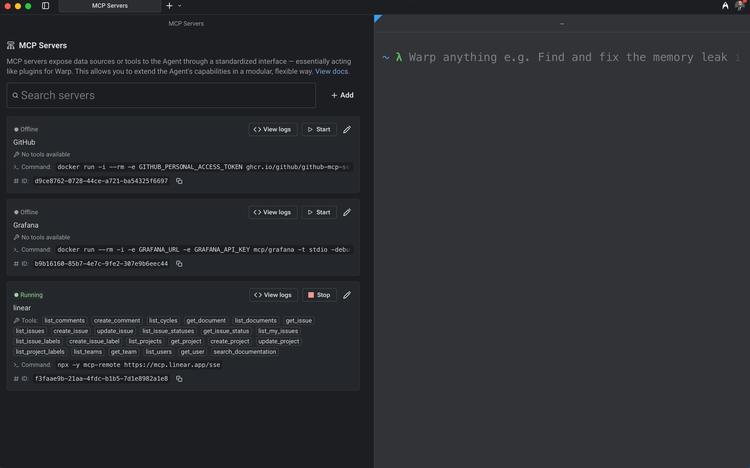 Using Warp Terminal and Project Management Tool Linear as an AI‑Agent: Creating and Searching Issues